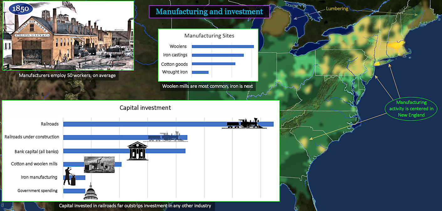 Manufacturing and Investment, 1850 map